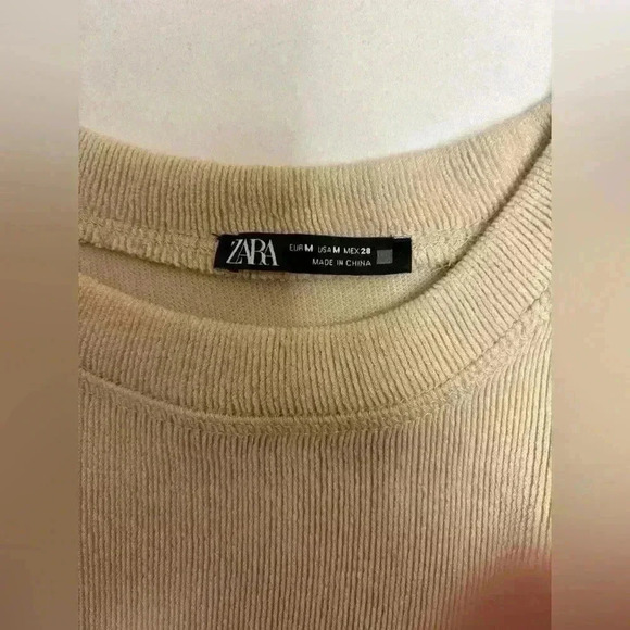 Zara Tops - Zara Tan long sleeve side drawstring ruching Shirt Size Medium